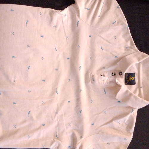 Battery men's short-sleeve t-shirt like new, white with turquoise design, size M