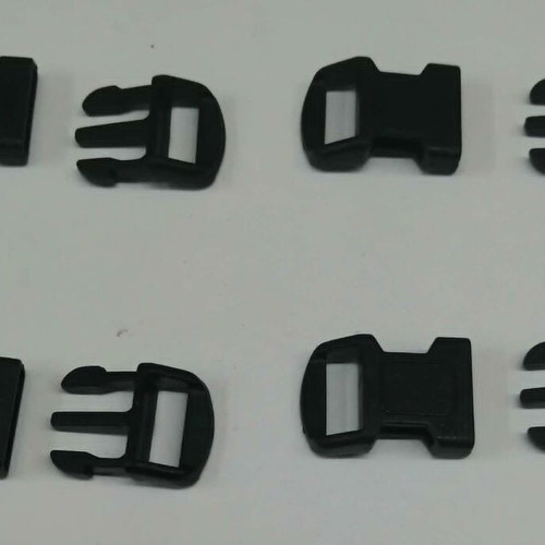 Black Plastic Strap Buckle 12mm Set of 4, New