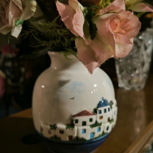 Handmade clay vase from Kefalonia with wear