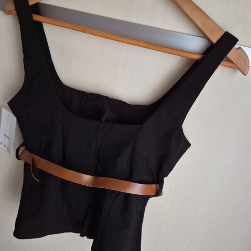 Black fitted top with belt new, sizes S and M