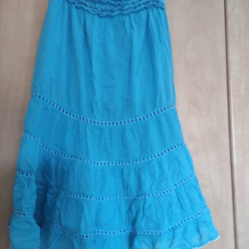 Cotton women's skirt used, turquoise, size M-L