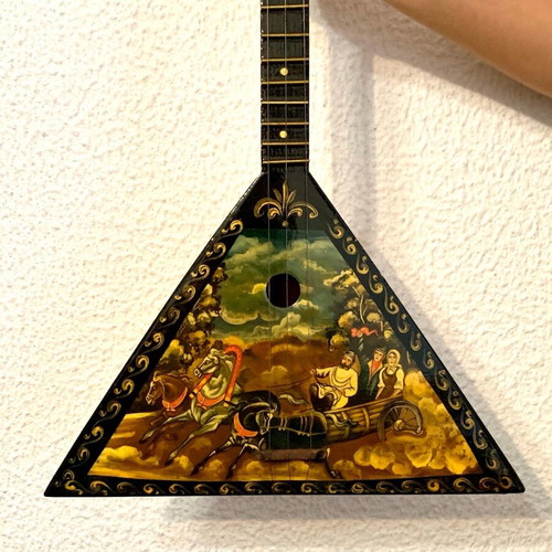 Balalaika like new Russian traditional musical instrument hand-painted