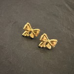 Mini bow earrings, stainless steel, gold tone