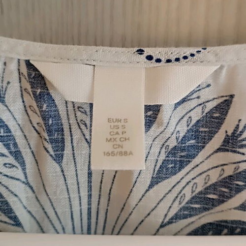 H&M Linen Summer Dress Like New, White and Blue