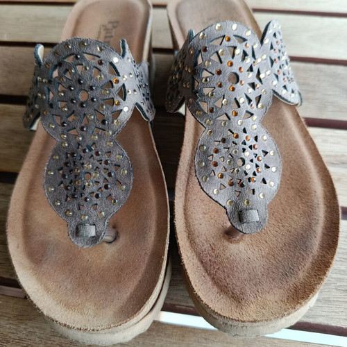 Patrizia Boutique leather sandals used, size 37, beige and brown