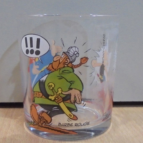 Asterix Abraracourcix & Barbe Rouge vintage Nutella promotional glass 1995 used