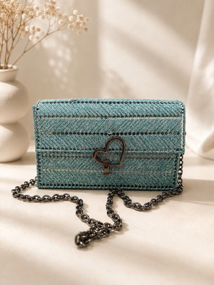 Handmade crossbody bag with black details