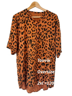 Leopard Print Tunic Shirt like new, chest 120cm, orange-brown