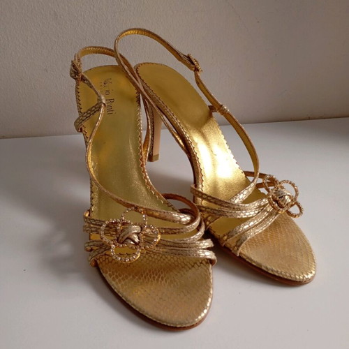 Mario Ponti leather sandals used, gold, size 39