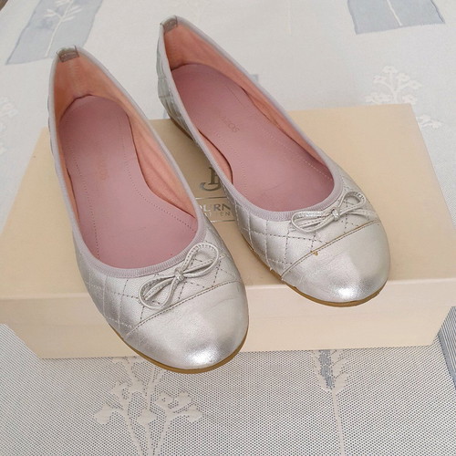 Bournazos ballet flats used, leather, silver, size 38 1/2