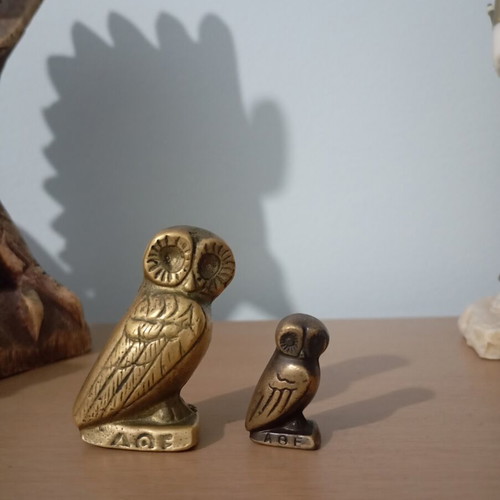 Vintage brass Athena owls set of 2, like new