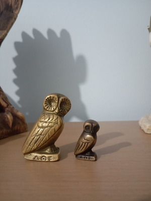 Vintage brass Athena owls set of 2, like new