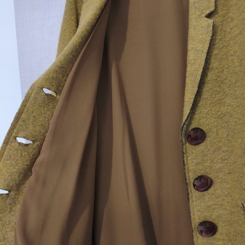 Wool coat size 42 medium mustard yellow with handmade lining like new