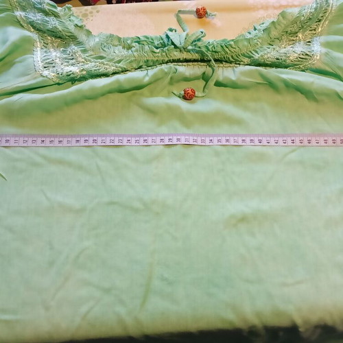 Green blouse one size, like new, elastic neckline