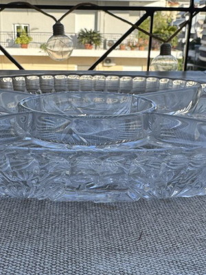 Crystal serving platter for nuts like new, 5 sections, 36cm x 22cm