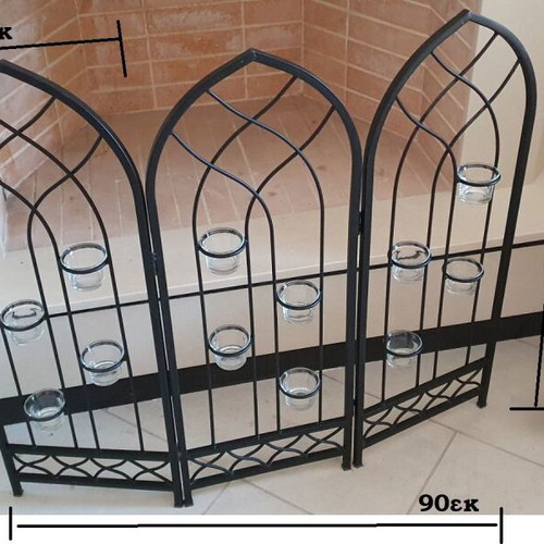 Decorative Fireplace Screen made of solid iron with 12 glass candle holders new