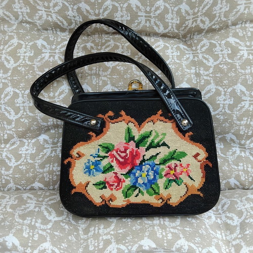 Vintage Gobelin Handbag with Patent Leather Like New