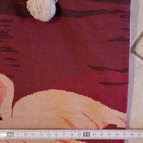 Shoulder beach bag used with flamingo design, beige and red