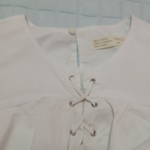 Zara Girls white blouse with open shoulders, used, age 11–12