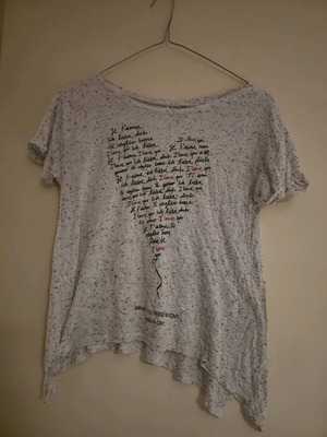 T-shirt Bershka S like new, grey multicolor