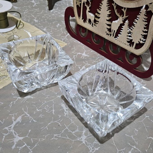 Crystal ashtrays set like new with classic cut design