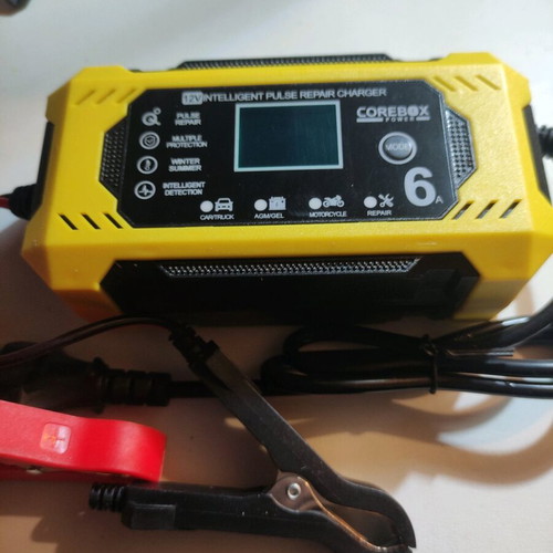 Battery charger 12V 6A with LCD screen and repair technology, new