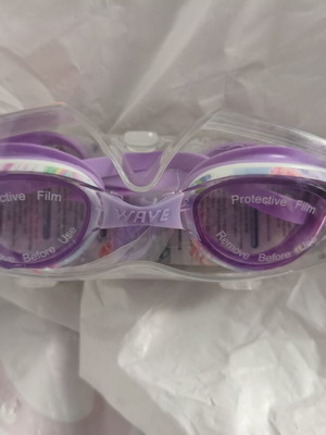 Wave swimming goggles 6Y+ new with case, lilac