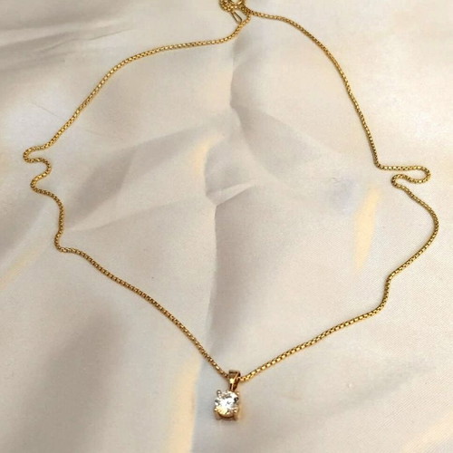 Minimal pendant with sparkling rhinestone and two gold chains, new