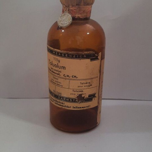 Merck & Co Antique Toluol Bottle used, sealed and empty