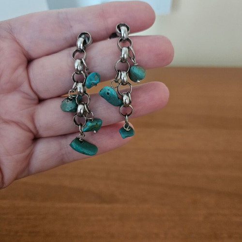 Silver earrings with natural turquoise, 5cm