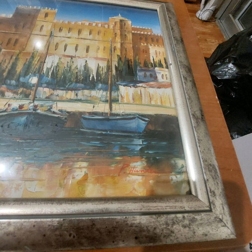 Oil painting on canvas with frame Palace of the Grand Master Rhodes, like new