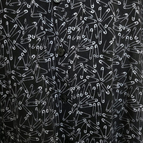 Reserved blouse with safety pin print, like new, black and white, size L