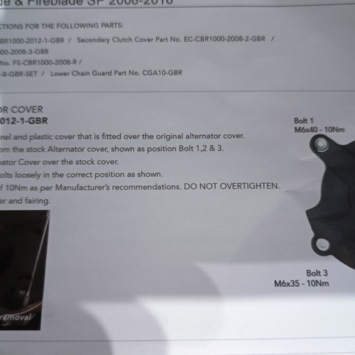 Engine Cover GB Racing for Honda CBR1000RR 2012 New