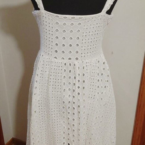 White Maxi Dress Broderie Anglaise, 100% Cotton, New