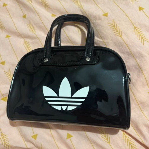 Adidas handbag, black and white, patent leather
