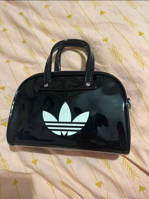 Adidas handbag, black and white, patent leather