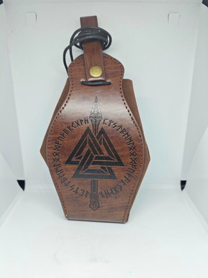 Leather Belt Pouch new with Valknut symbol and Scandinavian Runes