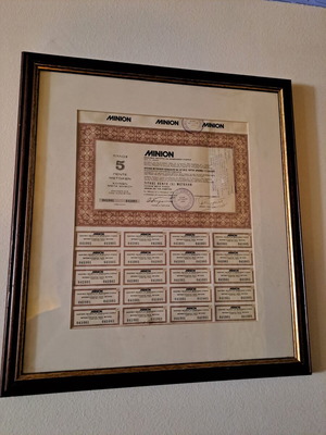 Minion shares like new, framed from 1975