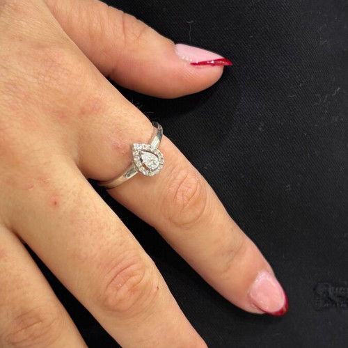 Silver Tear Drop Ring 925 with Zircon Stones, New