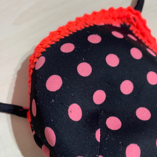 Calzedonia swimsuit used, size S, black with pink polka dots