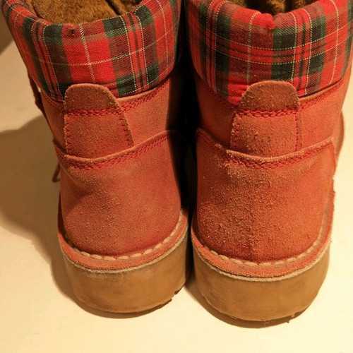 Suede boots used, red, size 38