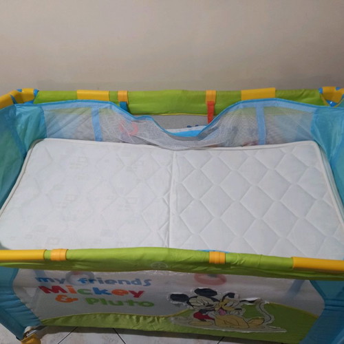 Grecostrom 2-Level Playpen used with mosquito net