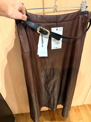 Zara midi skirt brown new with belt size M