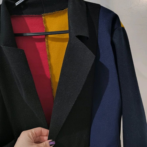 Colorful women's coat like new with pattern, size S/M