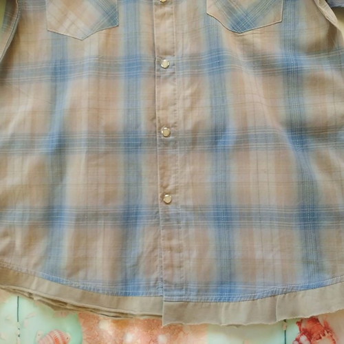 Criminal Depi shirt L, beige and blue cotton