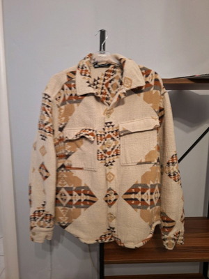 Zara men's jacket-shirt with geometric patterns new, beige, size XL