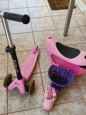 Micro Kids Scooter with Seat, Storage, Basket and Accessories like new