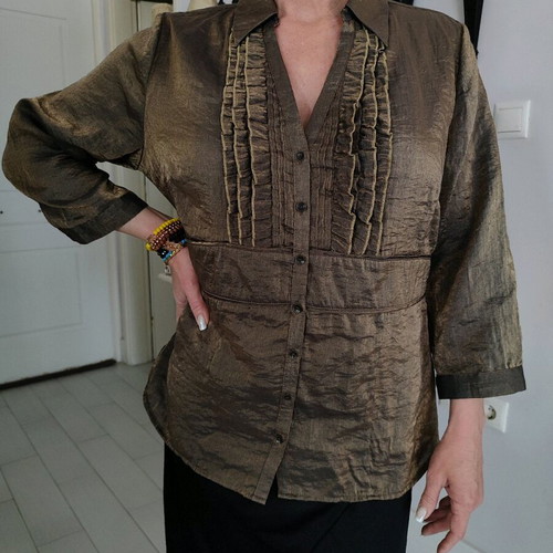 Per una blouse new, size L, brown-gold with buttons