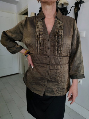 Per una blouse new, size L, brown-gold with buttons