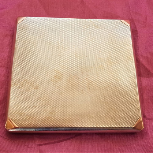 Silver and gold handmade vintage cigarette case used, Made in England 1932